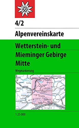 Wetterstein- und Mieminger Gebirge, Mitte: Topographische Karte 1:25.000 mit Wegmarkierungen (Alpenvereinskarten) von Deutscher Alpenverein
